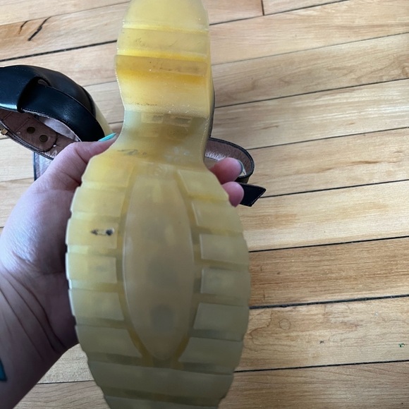 TBA To Be Announced Rubber Lug Sole Ankle-strap black Chunky Utility Thread Heel - Picture 6 of 7